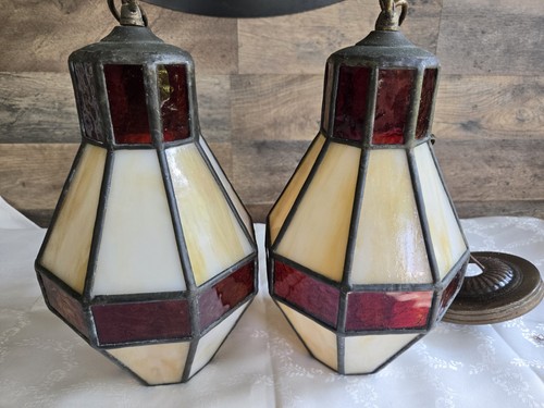 Vintage stained glass - vintage, pendant