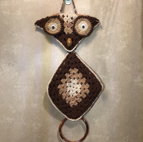 Vintage owl crochet towel - crochet,