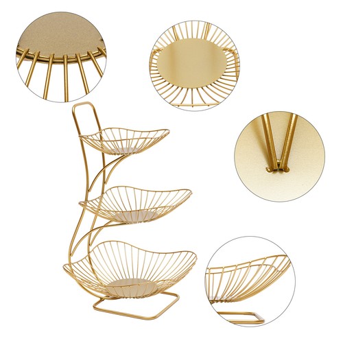 Tier gold metal fruit stand - 3-tier,