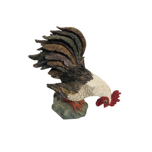 Rustic resin rooster figurine - resin,
