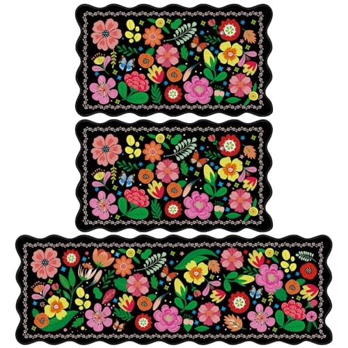 Floral kitchen rug set - ,