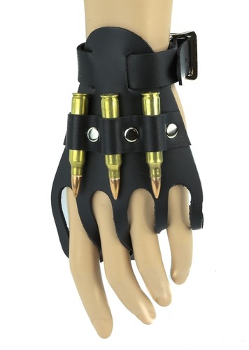 Bullet finger leather bracelet - bullet,