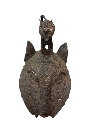 Benin bronze leopard - benin, head