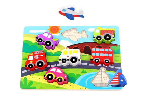 Wooden transport chunky - wooden, puzzle