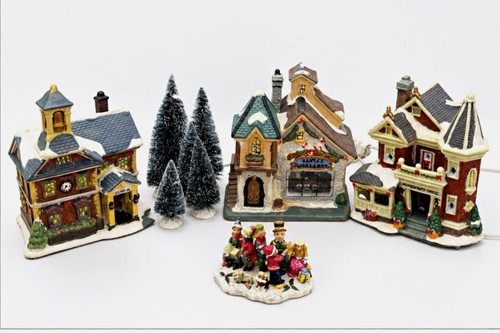 Lighted christmas village set - lighted,