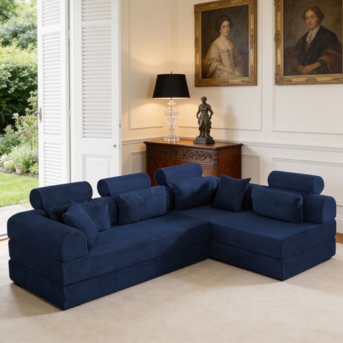 Blue shape corduroy - blue, l-shape
