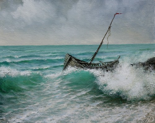 Abandoned boat oil - abandoned,