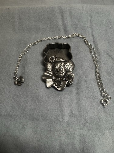 Vtg torino pewter clown brooch - pewter,