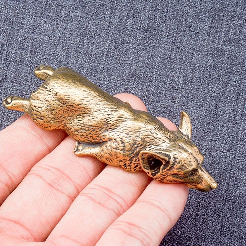 Solid brass corgi dog figurine - dog,