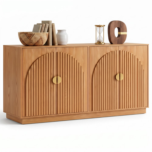 Fluted door cabinet - 4-door,