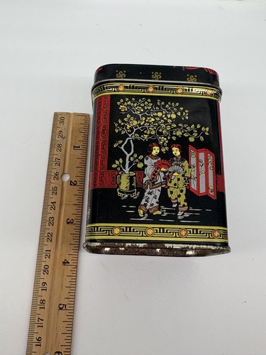 Vintage 1970 tea tin - tea, black