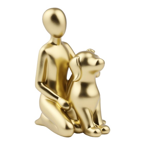 Heran man and dog - heran, statue