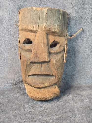 Vintage hand carved wood - carved, mask
