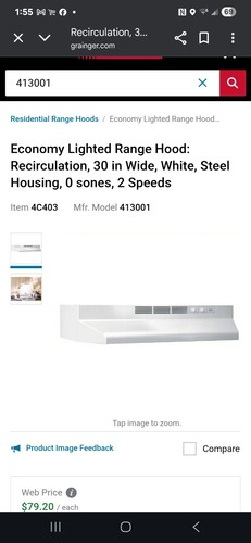 Broan nutone white range - 30",