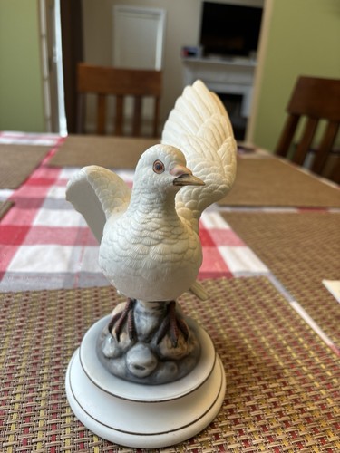 Vintage white porcelain dove - white,