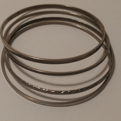Silver bangle bracelets mixed - silver,