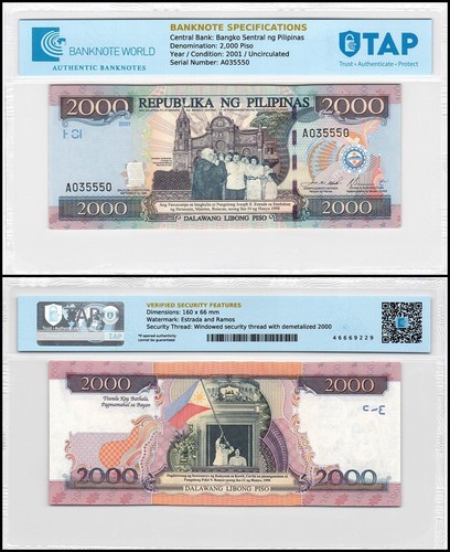 Philippines 2000 piso 2001 - philippines,
