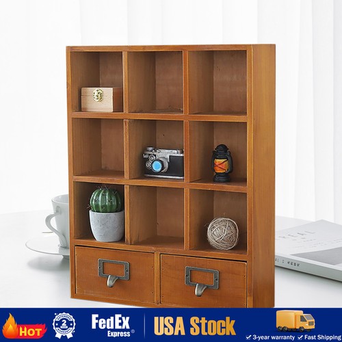 Grid wooden storage shelf - wooden,