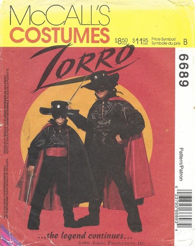 Mccall 6689 zorro cape - zorro,