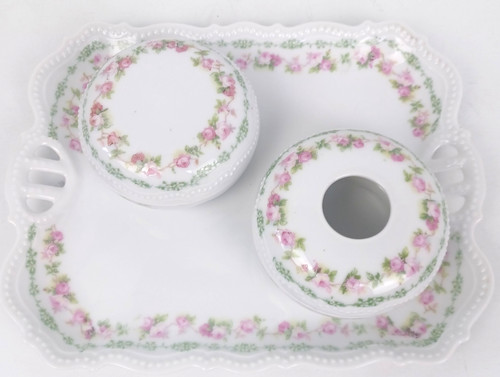 Antique silesia dresser set - pk,