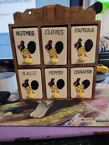 Vtg rooster thames spice rack - spice,