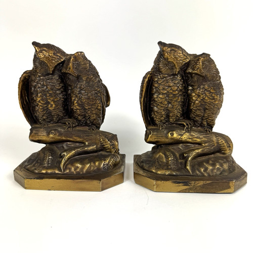 Vintage owl love cast - vintage, brass