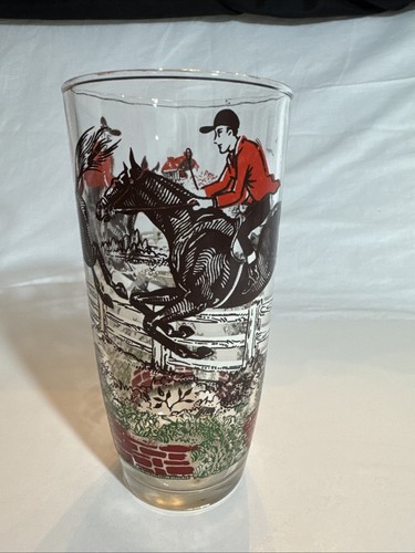 Vintage fox hunt horse glass - vintage,