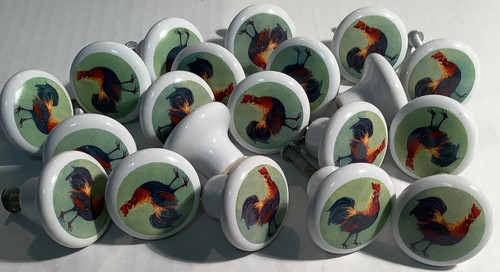 Vintage rooster ceramic drawer - vintage,