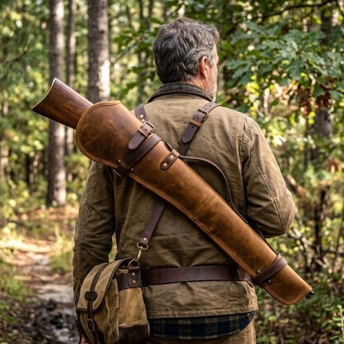 Rifle scabbard leather gun - rifle,