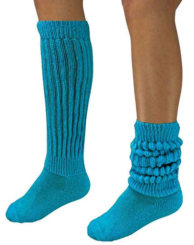 Turquoise slouch socks long - turquoise,