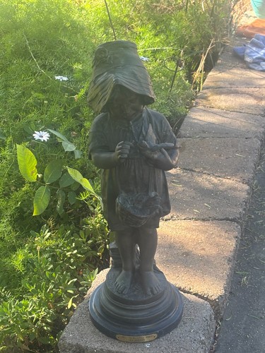 Signed bronze girl - signed, "girl