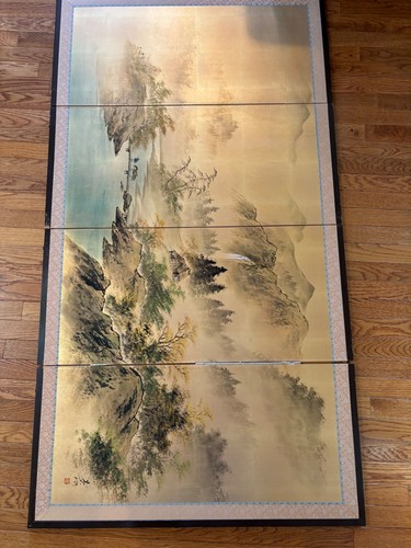 Japanese panel byobu - 4-panel, bridge