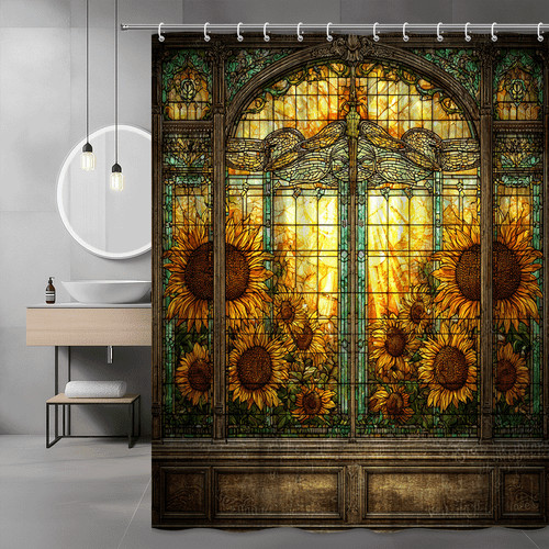 Sunflower stained glass - sunflower, shower