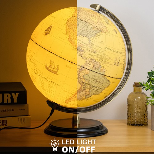 Illuminated world globe - 12",