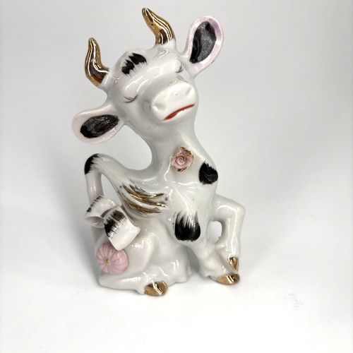 Ceramic cow figurine japan - ceramic,