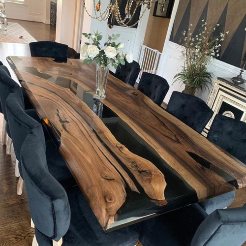 Live edge epoxy river table - river, |