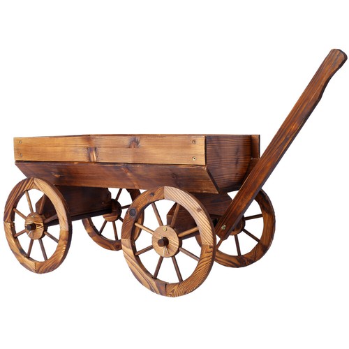 Wood wagon planter pot - wood,