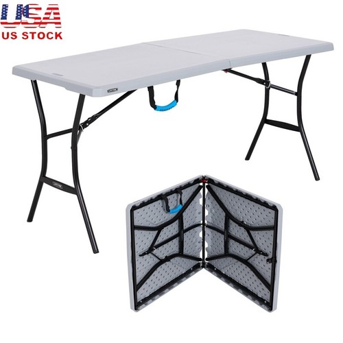 Portable fold half - fold-in-half, table