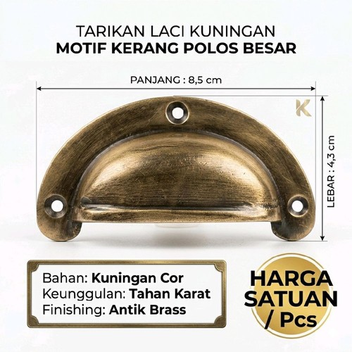 Antique brass drawer pull - drawer,