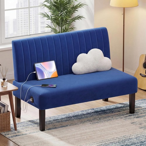 Navy blue velvet armless - velvet,