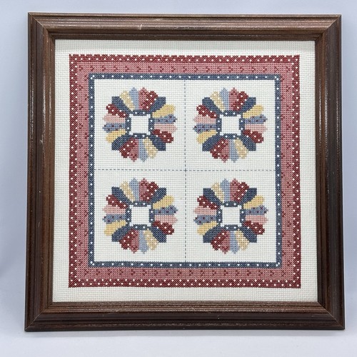 Framed cross stitch quilt - framed,
