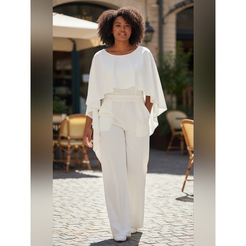 Elegant white women jumpsuit - elegant,