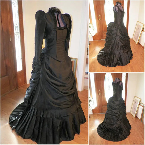 Black victorian bustle - victorian, ball