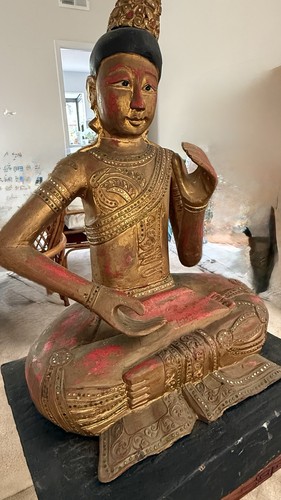 Large gilded wooden - large,, statue