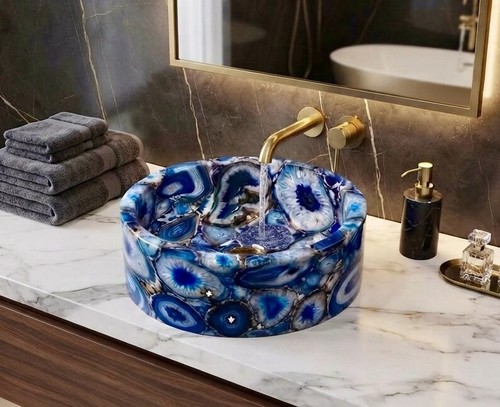 Blue agate stone - stone, vessel