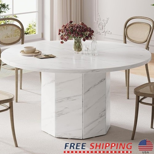 Round dining table faux marble - faux,