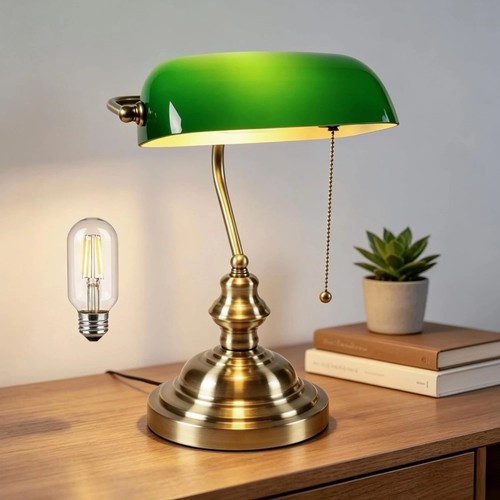 Bankers desk lamp - desk, glass