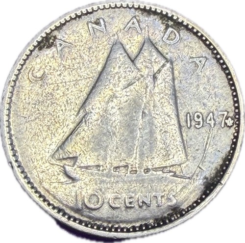 1947 canada silver dime coin - dime,