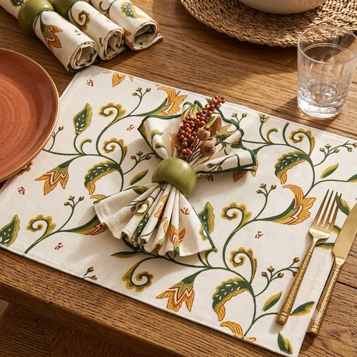18pc floral placemats - floral, napkins