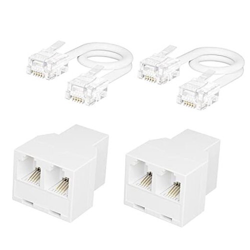 White phone jack splitter - white, 2
